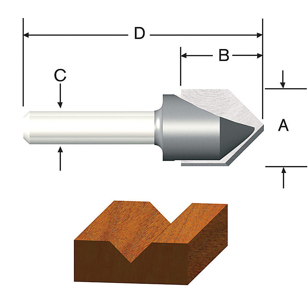 Vermont American 23120 1/2 in. D X 1/2 in. R X 1-3/4 in. L Carbide Tipped V-Groove Router Bit