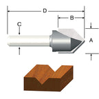Vermont American 23120 1/2 in. D X 1/2 in. R X 1-3/4 in. L Carbide Tipped V-Groove Router Bit