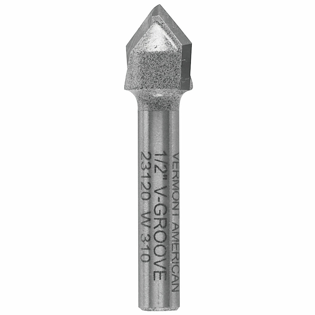 Vermont American 23120 1/2 in. D X 1/2 in. R X 1-3/4 in. L Carbide Tipped V-Groove Router Bit