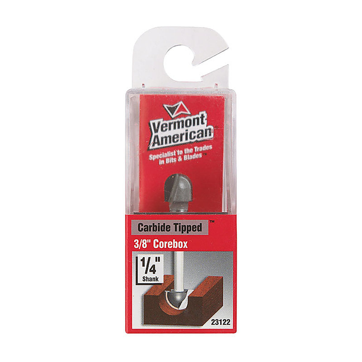 Vermont American 23122 3/8 in. D X 3/8 in. R X 1-9/16 in. L Carbide Tipped Core Box Router Bit