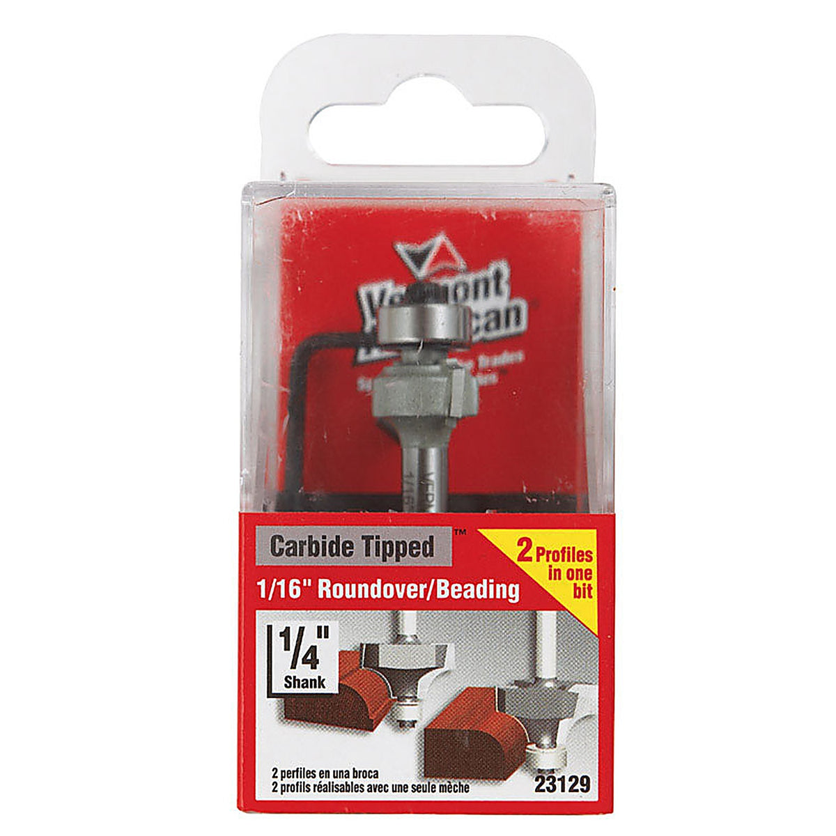 Vermont American 23129 5/8 in. D X 1/16 in. R X 2 in. L Carbide Tipped Round Over Router Bit
