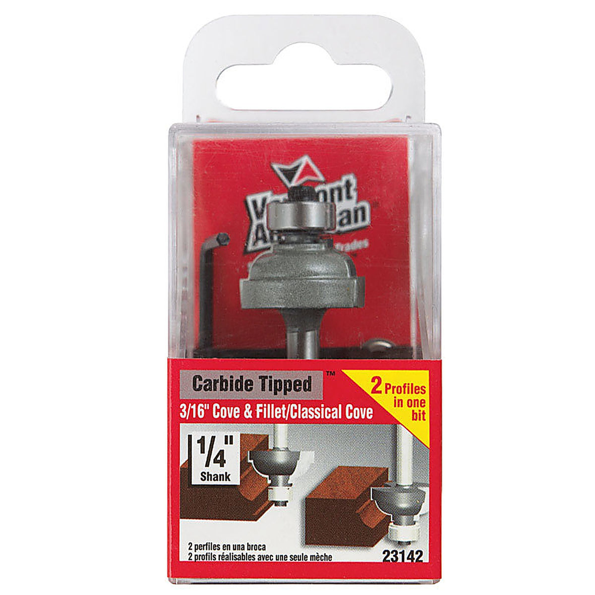Vermont American 23142 1 in. D X 3/16 in. R X 2-1/8 in. L Carbide Tipped Cove & Fillet Router Bit