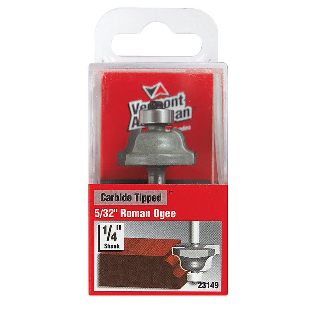 Vermont American 23149 1-1/8 in. D X 5/32 in. R X 2-1/8 in. L Carbide Tipped Roman Ogee Router Bit
