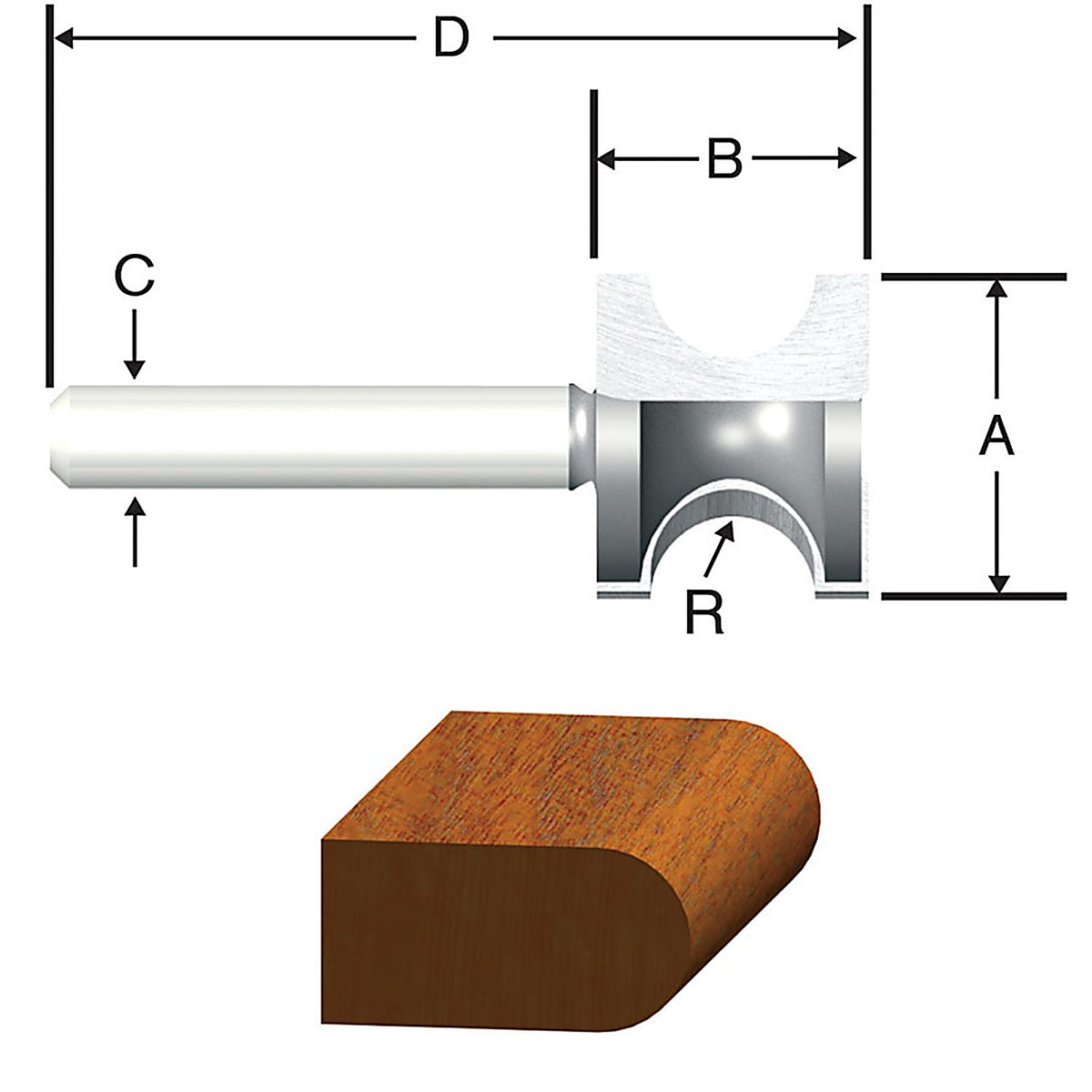 Vermont American - 23157 - 1 In. D X 3/16 In. X 2-1/8 In. L Carbide Tipped Bull Nose Router Bit