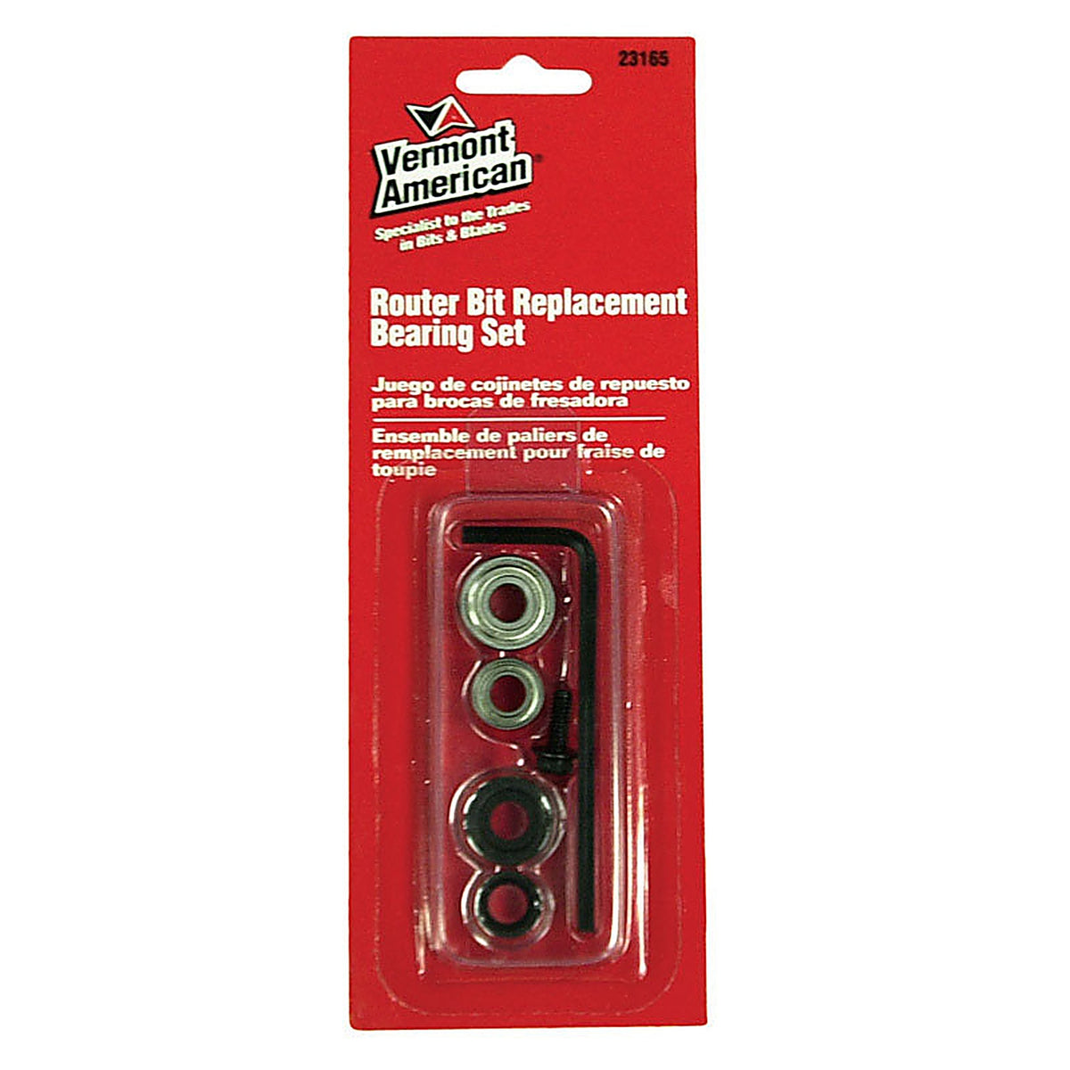 Vermont American 23165 1/4 in. D X Multi Size in. R X 2 in. L Router Bit Bearing Set 3 pc