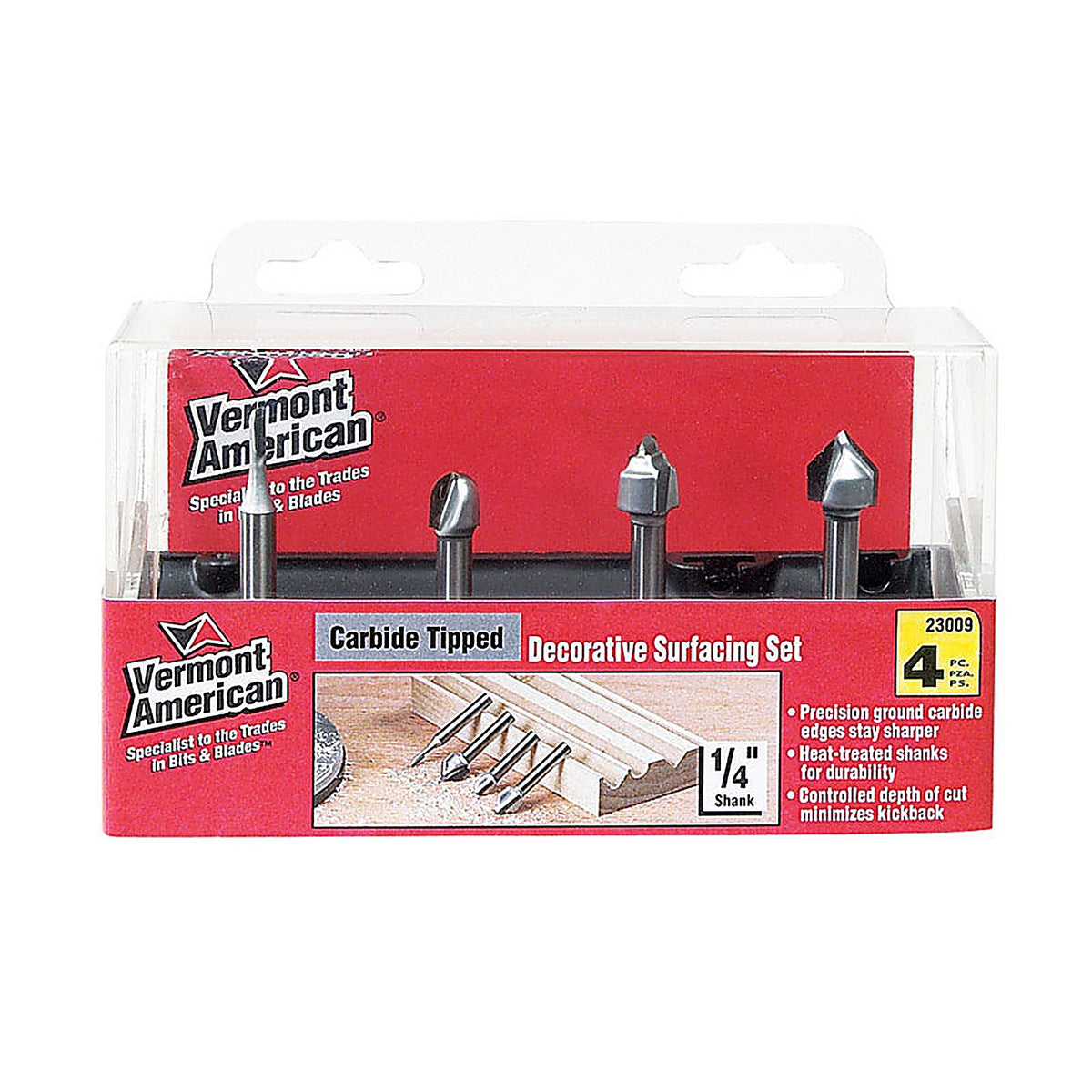 Vermont American 23009 1/4 in. D X Multi Size in. R X 4 in. L Classical Router Bit Set 4 pc
