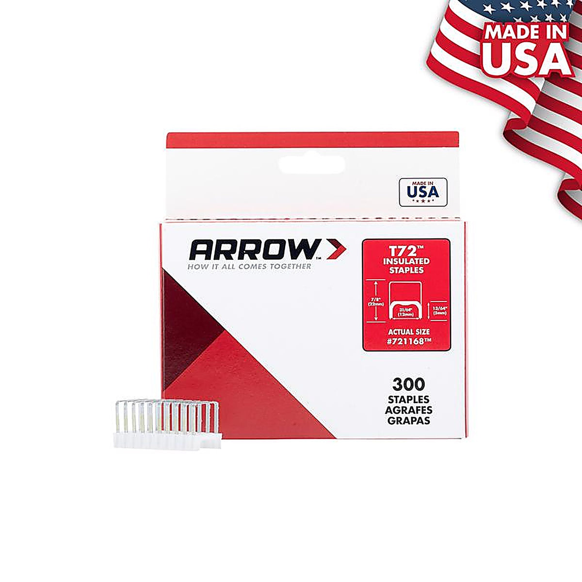 Arrow Fastener 721168HW T72 3/4 in. L 15 Ga. Wide Crown Insulated Staples 300/Pack