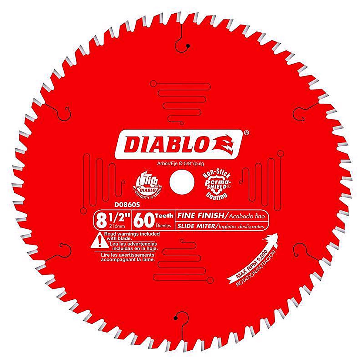 Diablo D0860S 8-1/2 in. D X 5/8 in. TiCo Hi-Density Carbide Miter Saw Blade 60 teeth 1 pc