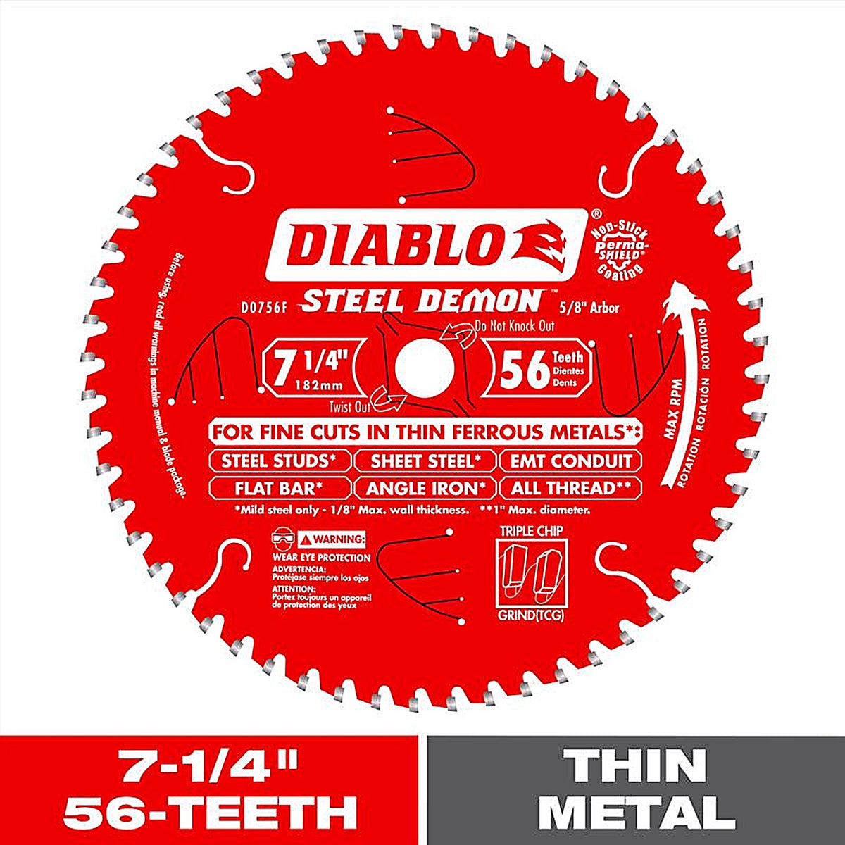 Diablo D0756N 7-1/4 in. D X 5/8 in. Carbide Circular Saw Blade 56 teeth 1 pc
