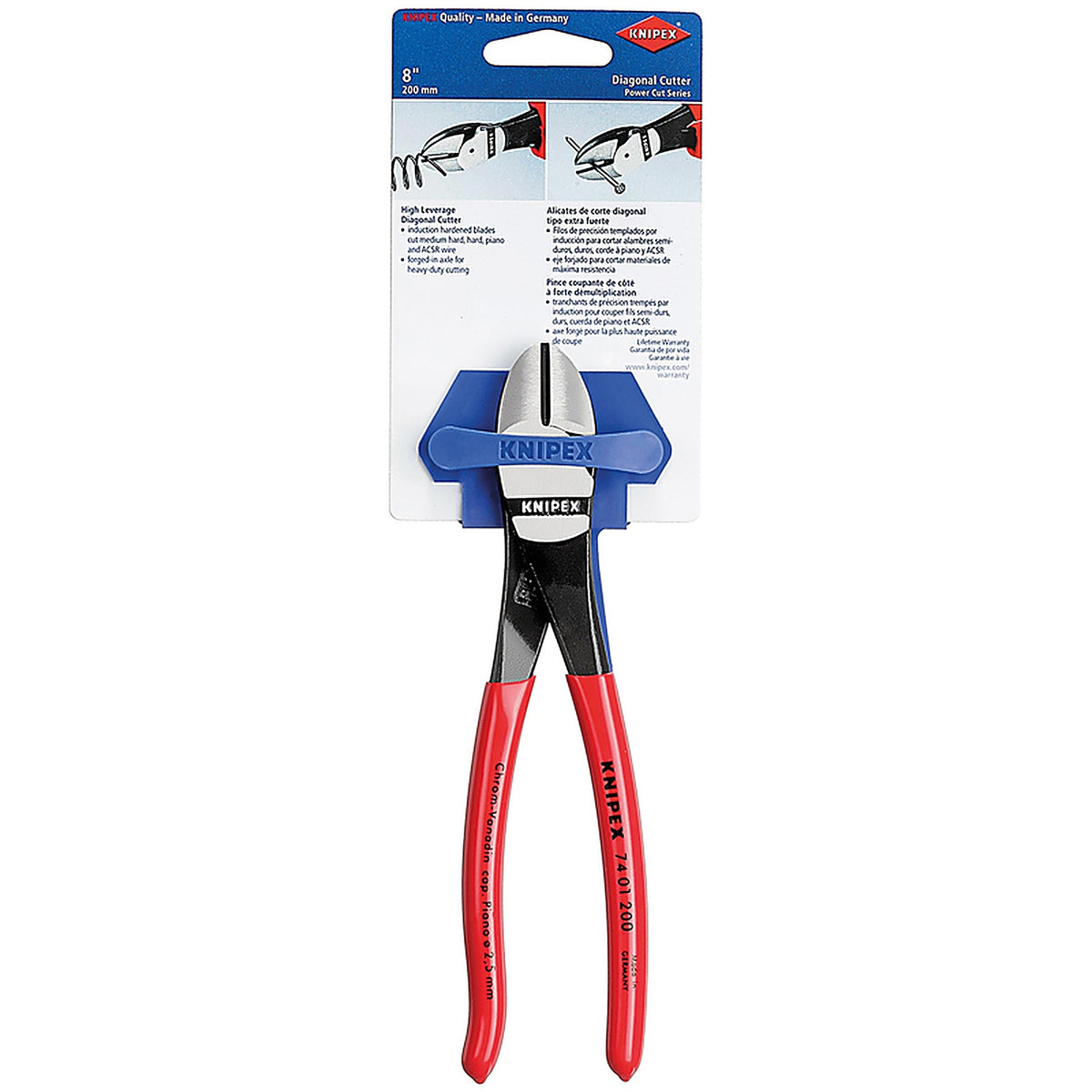 Knipex - 74 01 200 SBA - 8 In. Chrome Vanadium Steel High Leverage Diagonal Pliers