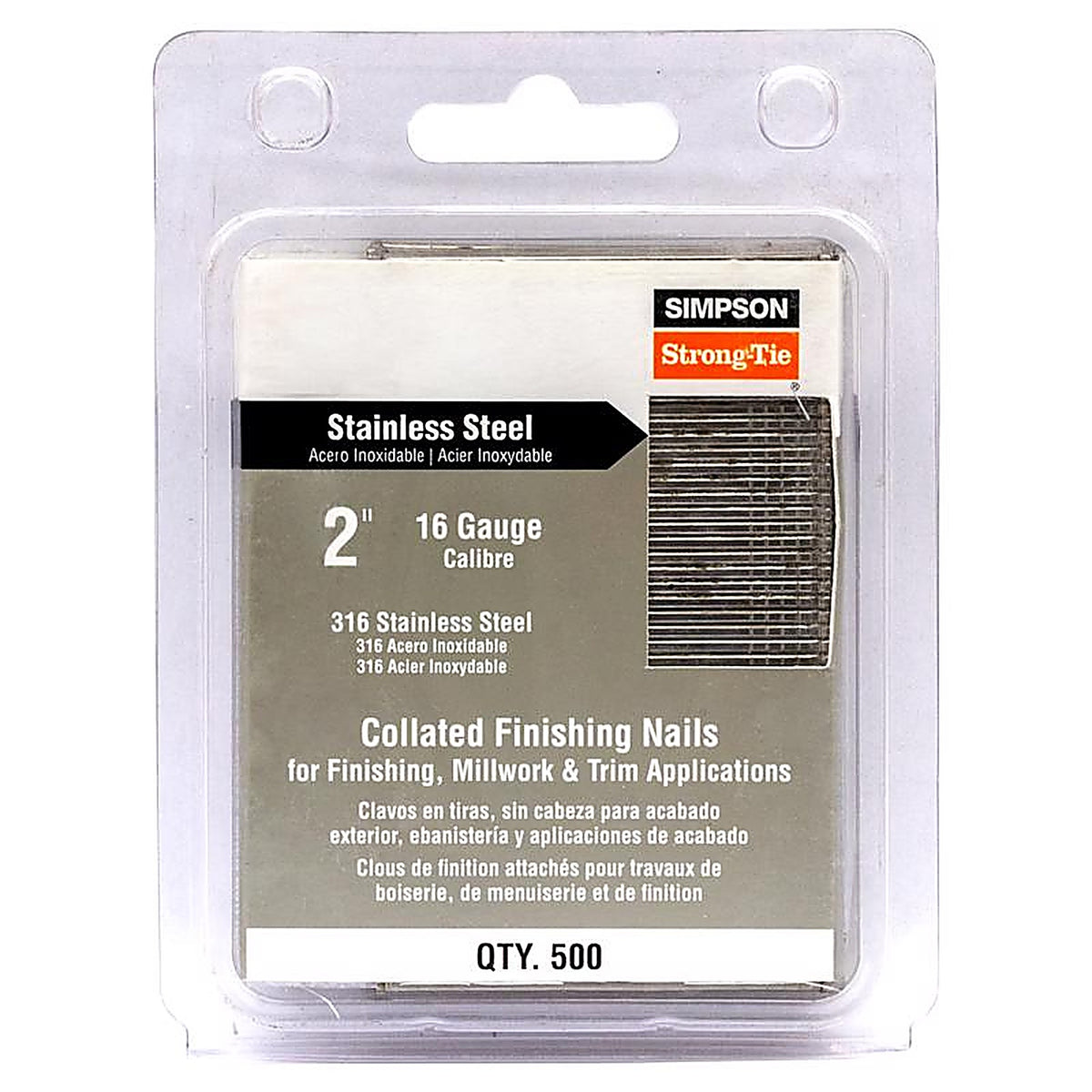 Simpson Strong-Tie - T16N200FNB - 2 In. L X 16 Ga. Straight Strip Coated Nails 500 Pack