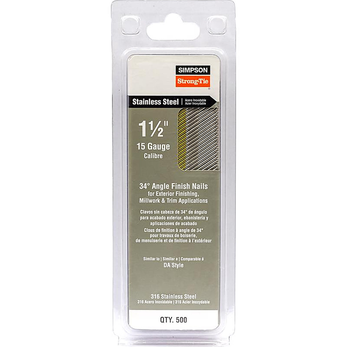 Simpson Strong-Tie - T15N150SFB - 1-1/2 In. L X 15 Ga. Angled Strip Coated Nails 33 Deg 500 Pack