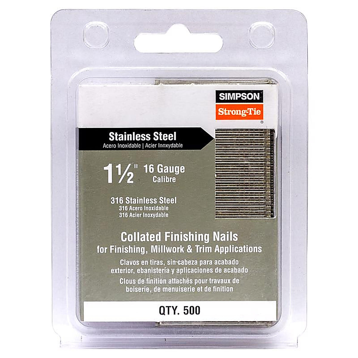 Simpson Strong-Tie - T16N150FNB - 1-1/2 In. L X 16 Ga. Straight Strip Coated Nails 500 Pack
