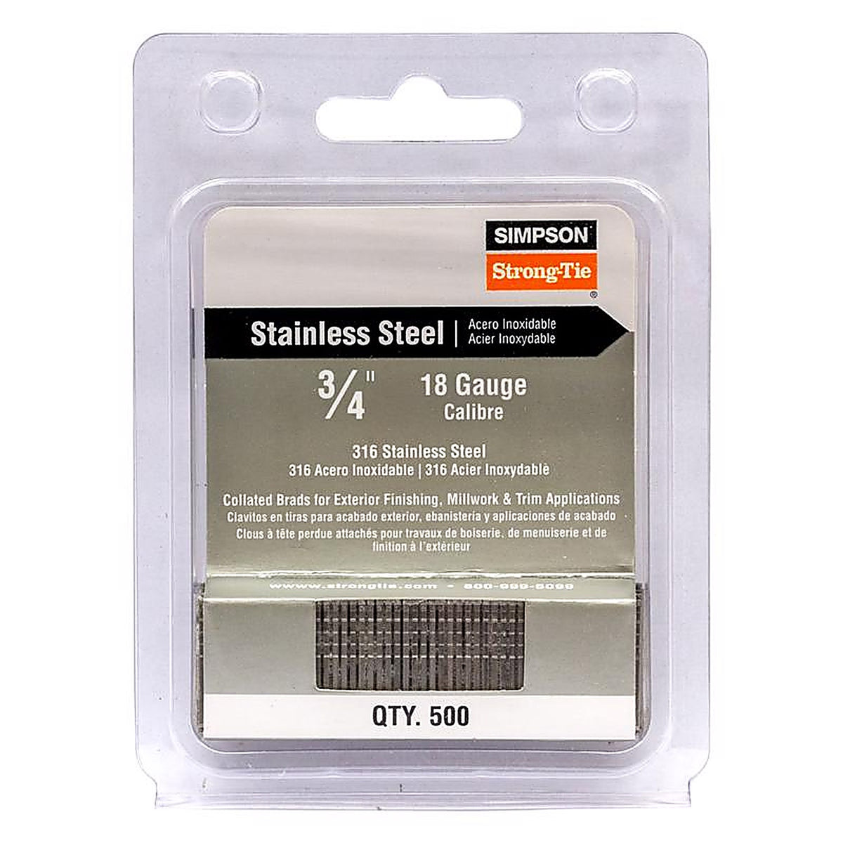 Simpson Strong-Tie - T18N075FNB - 3/4 In. L X 18 Ga. Straight Strip Coated Nails 500 Pack