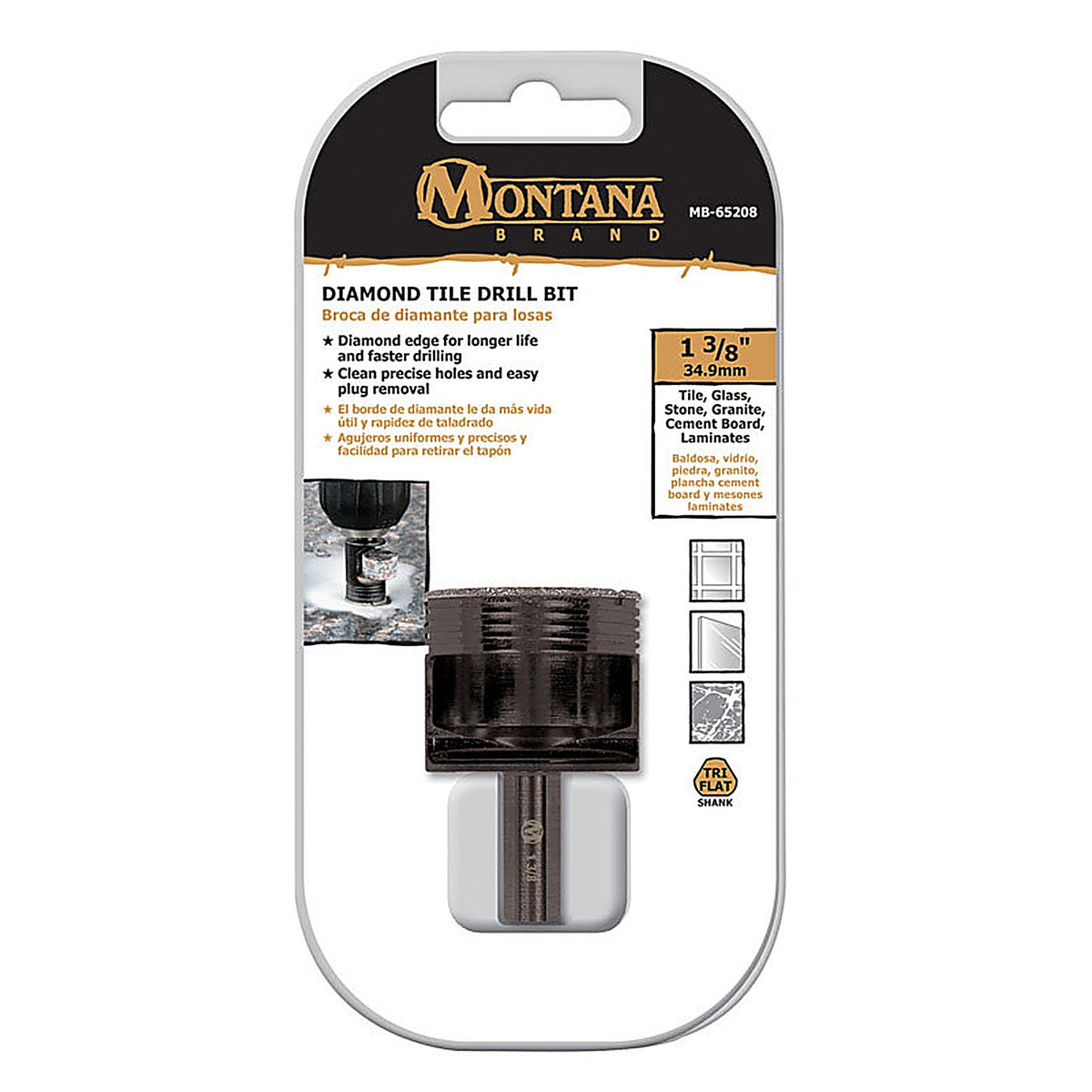 Montana Brand - MB-65208 - 1-3/8 In. Alloy Steel Drill Bit 3-Flat Shank 1 Piece