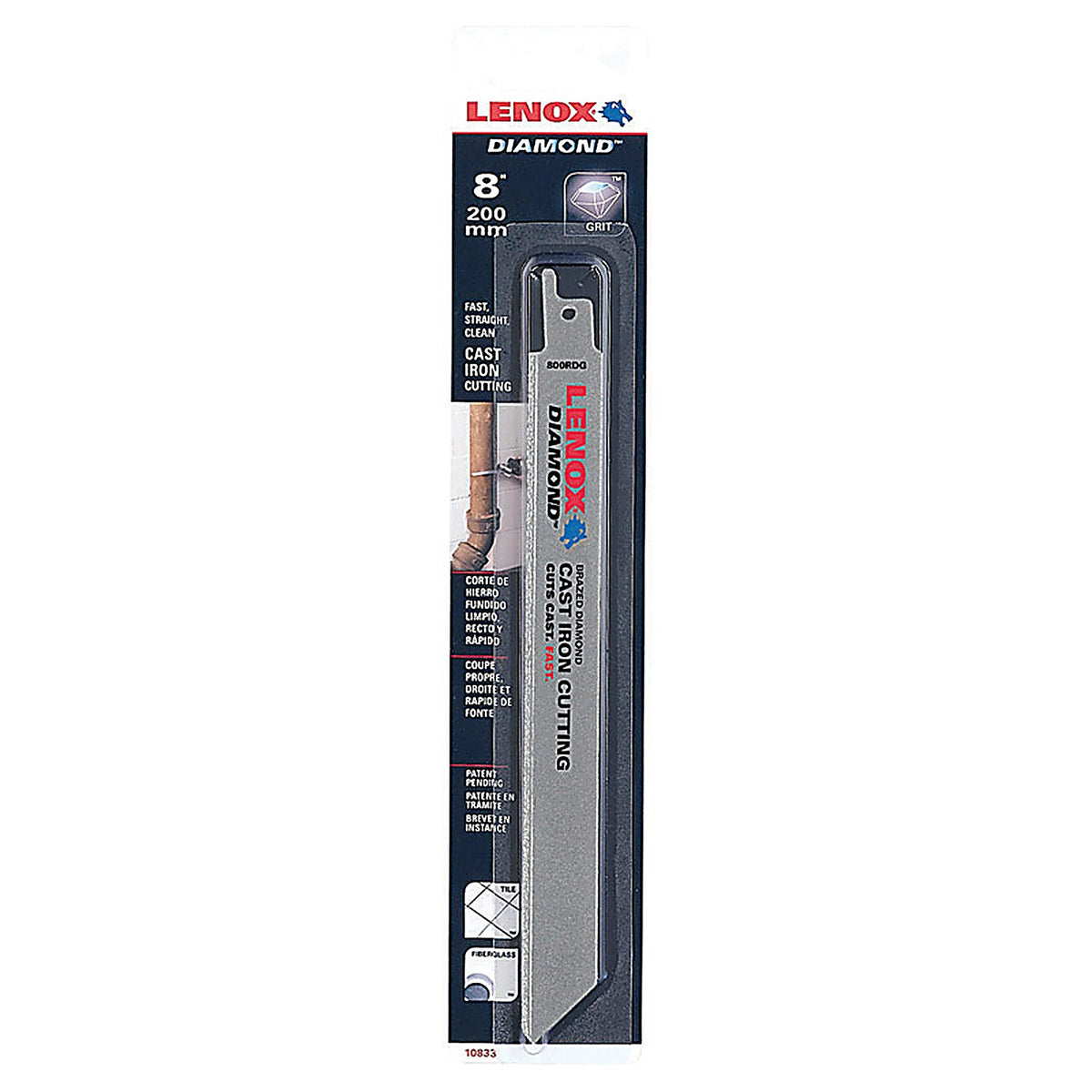 Lenox 10833800RDG 8 in. Diamond Grit Reciprocating Saw Blade 24 TPI 1/Pack
