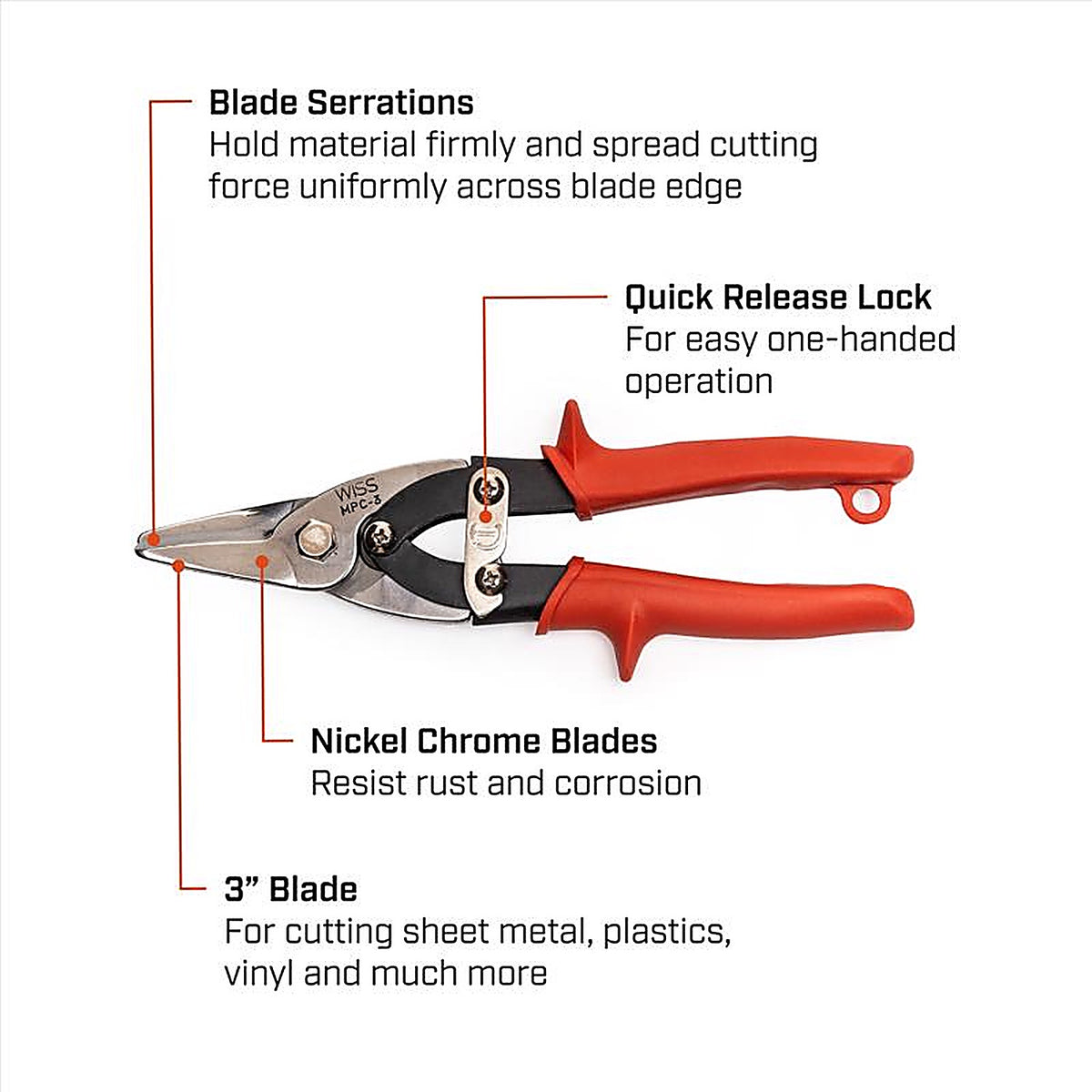 Crescent - MPC3N-06 - Metal Wiss 9 In. Molybdenum Steel Multi-Purpose Snips 20 Ga. 1 Pack