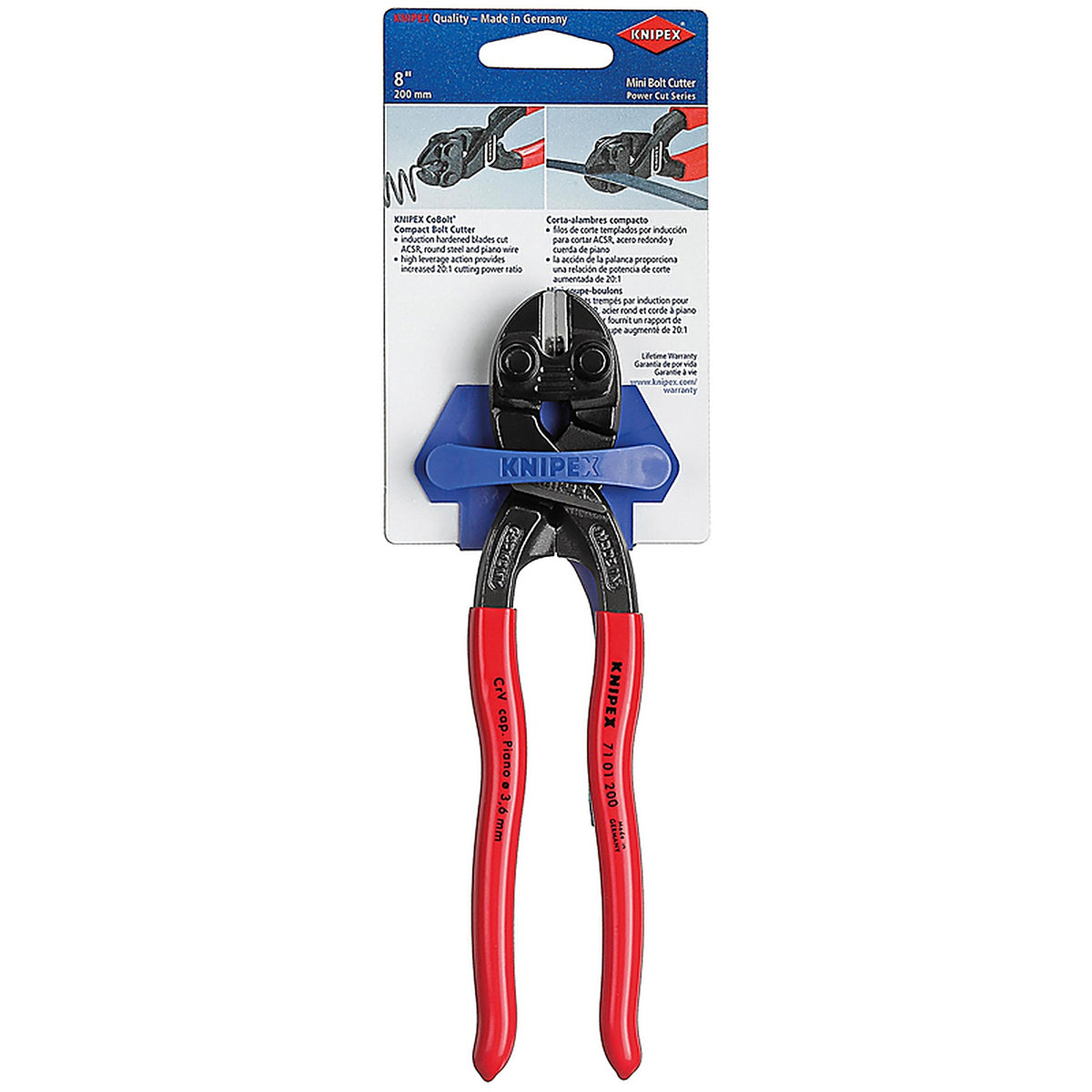 Knipex - 71 01 200 SBA - 8 In. Mini Bolt Cutter Black/Red 1 Pack