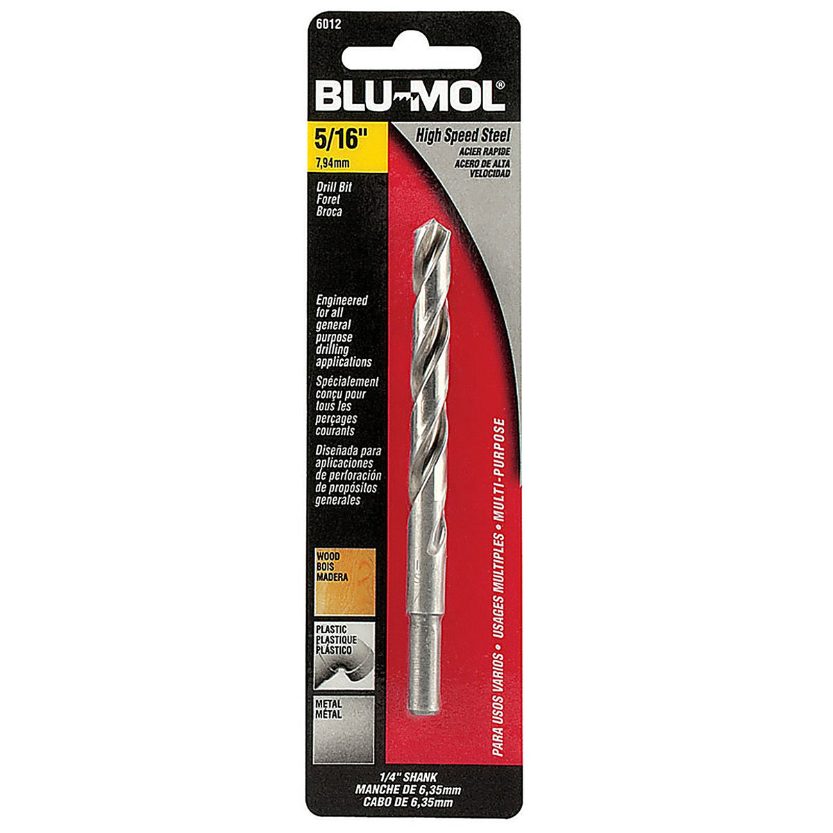Blu-Mol 6012 5/16 in. x 4-1/2 in. L High Speed Steel Drill Bit 1/pc.