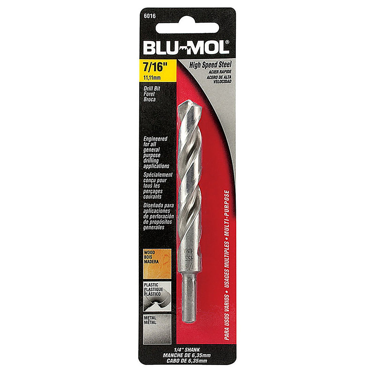 Blu-Mol 6016 7/16 in. x 5-1/2 in. L High Speed Steel Drill Bit 1/pc.