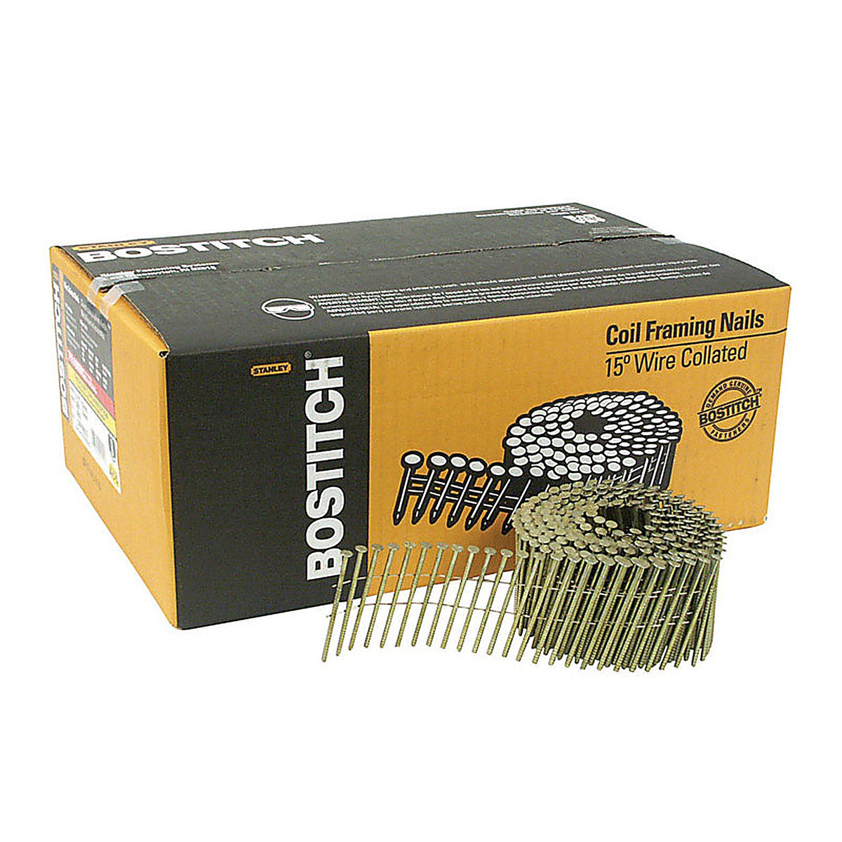Bostitch - C8R99BCG - 2-1/2 In. L X 13 Ga. Angled Coil Galvanized Framing Nails 15 Deg 3600 Pack