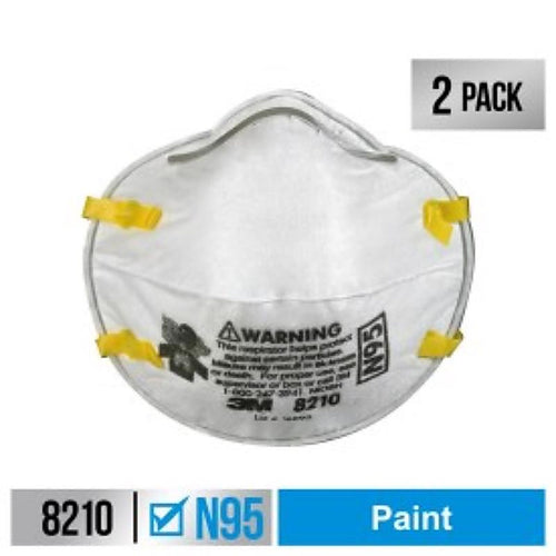 3M 8210P2-DC N95 Paint Prep Cup Disposable Respirator White One Size Fits All 2 pc