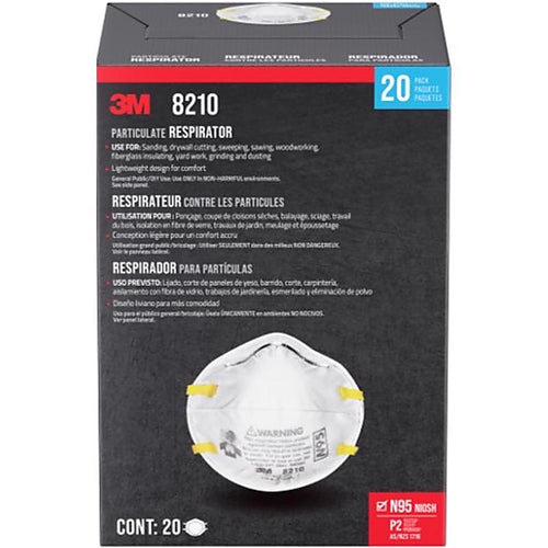 3M 8210PP20-DC N95 Paint Prep Cup Disposable Respirator White One Size Fits Most 20 pk
