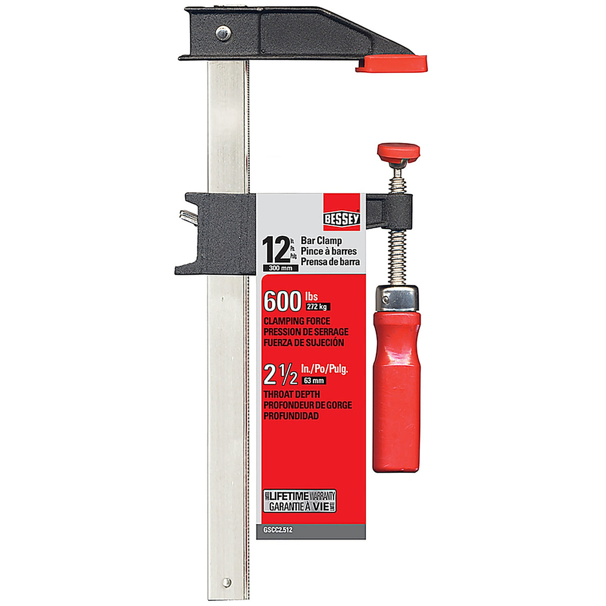 Bessey GSCC2.512 12 in. x 2-1/2 in. D Bar Clamp 600 lb.