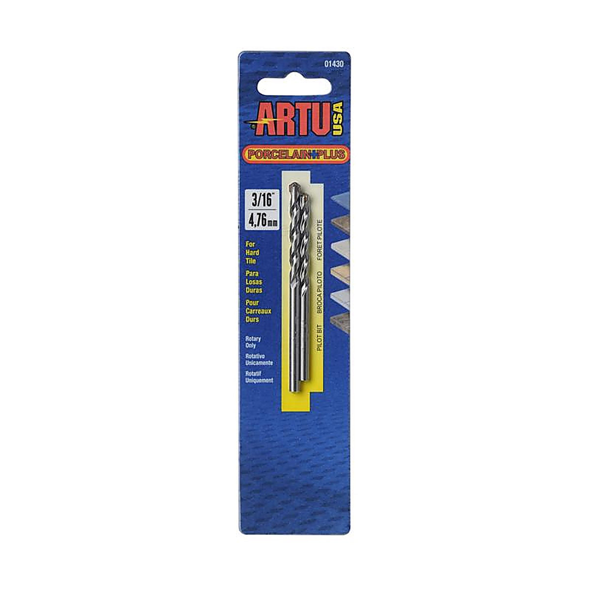 Artu 1430 Porcelain Plus 3/16 in. x 3-1/2 in. L Tungsten Carbide Tipped Glass and Tile Bit Set 2/pc.