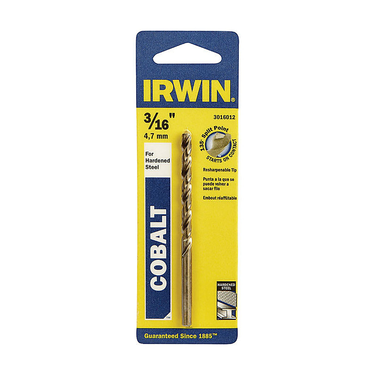 Irwin 3016012 3/16 in. x 3-1/2 in. L Cobalt Steel Drill Bit 1/pc.
