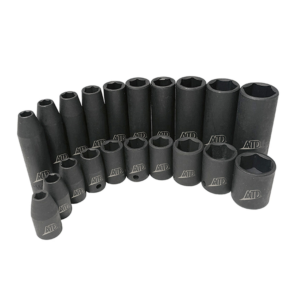 ATD - 2220 - 20-Piece 1/4 Drive 6 Point SAE Standard and Deep Impact Socket Set