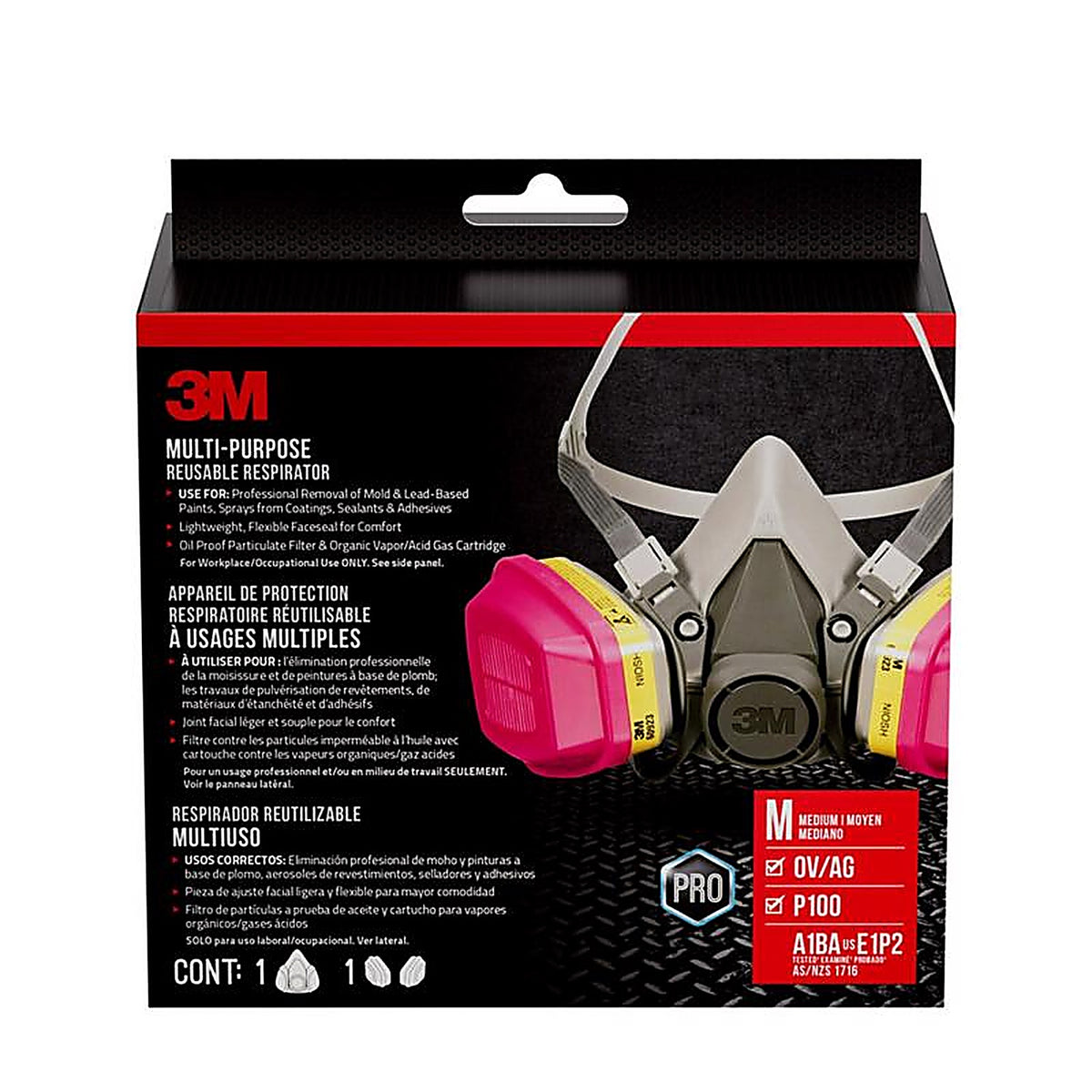 3M 62023H1-DC P95 Multi-Purpose Respirator Black M 1 pk