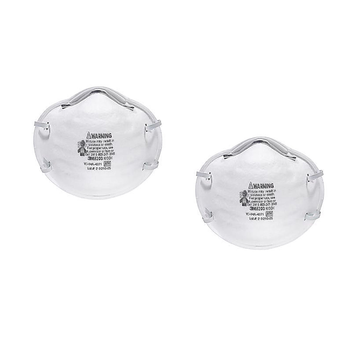 3M 8200H2-C N95 Sanding and Fiberglass Respirator White 2 pk