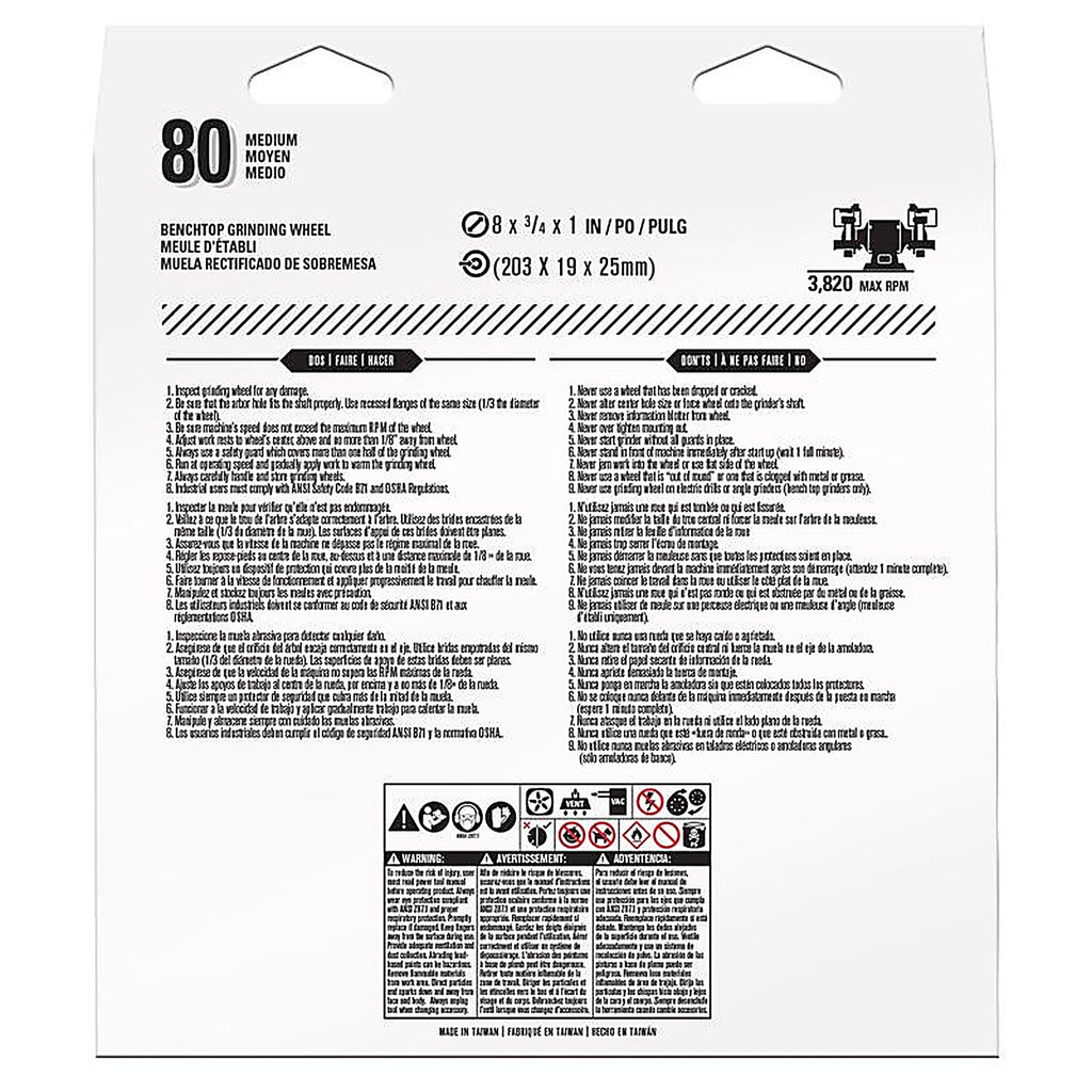 Gator - 6000 - 8 In. D X 1 Grinding Wheel