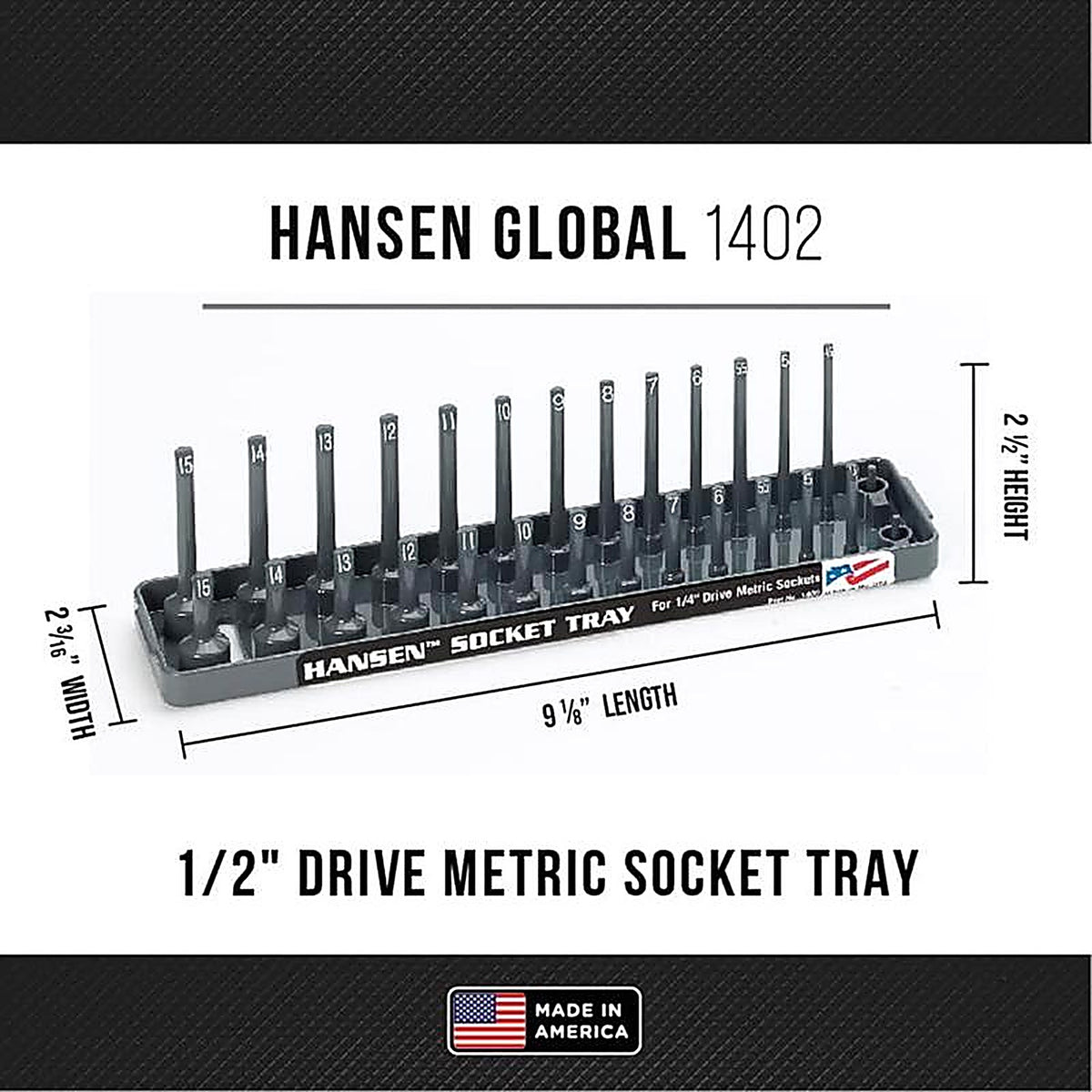 Hansen Global - 1402 - 9 In. L X 1/4 In. Drive Metric Socket 1 Piece