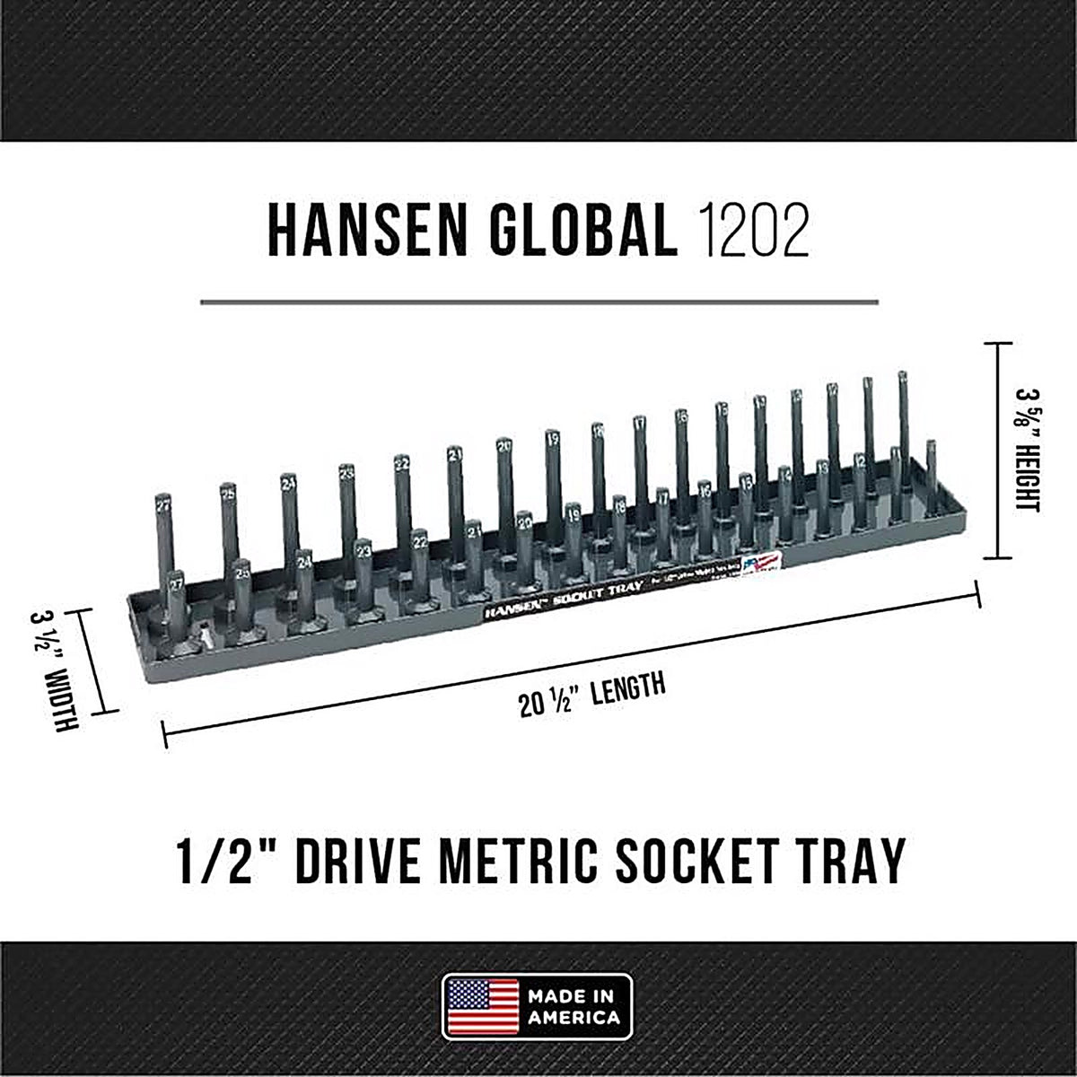 Hansen Global - 1202 - 20.5 In. L X 1/2 In. Drive Metric Socket 1 Piece