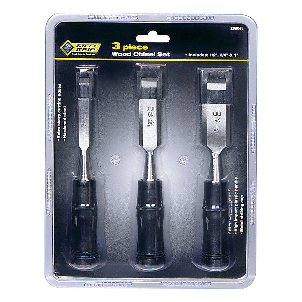 Steel Grip 2260586 Wood Chisel Set Black 3/Pack