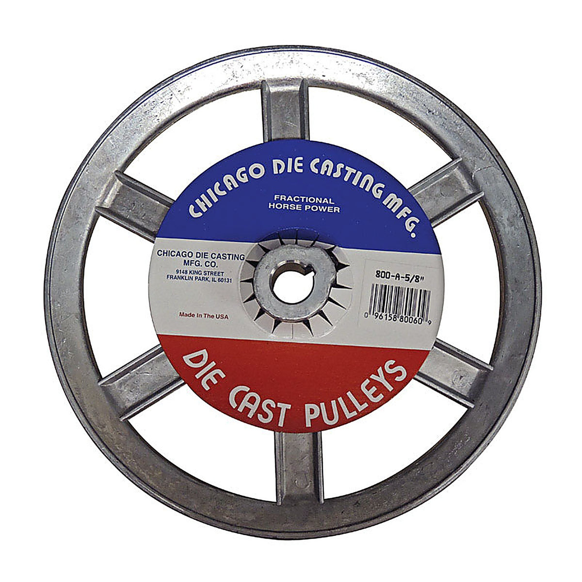 Chicago Die Casting 800A6 8 in. Dia. Zinc Single V Grooved Pulley