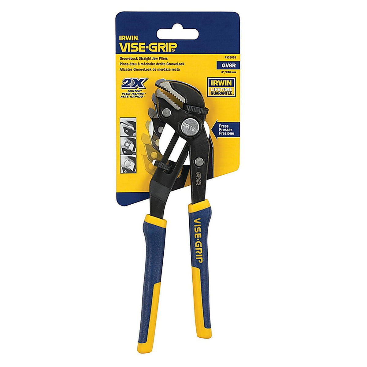 Irwin 4935095 Vise-Grip 8 in. Nickel Chrome Steel Straight Jaw Tongue and Groove Pliers