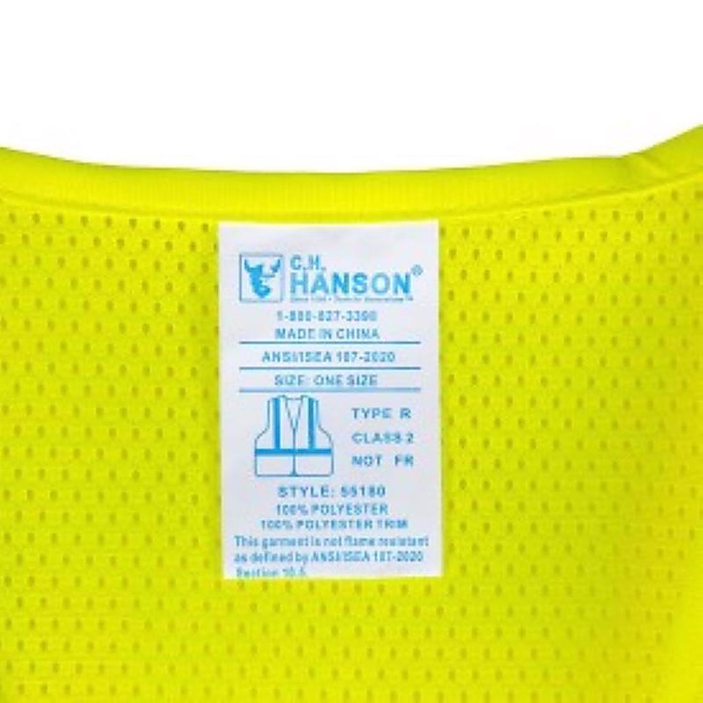 C.H. Hanson 55180 Reflective Polyester Mesh Safety Vest Green One Size Fits All
