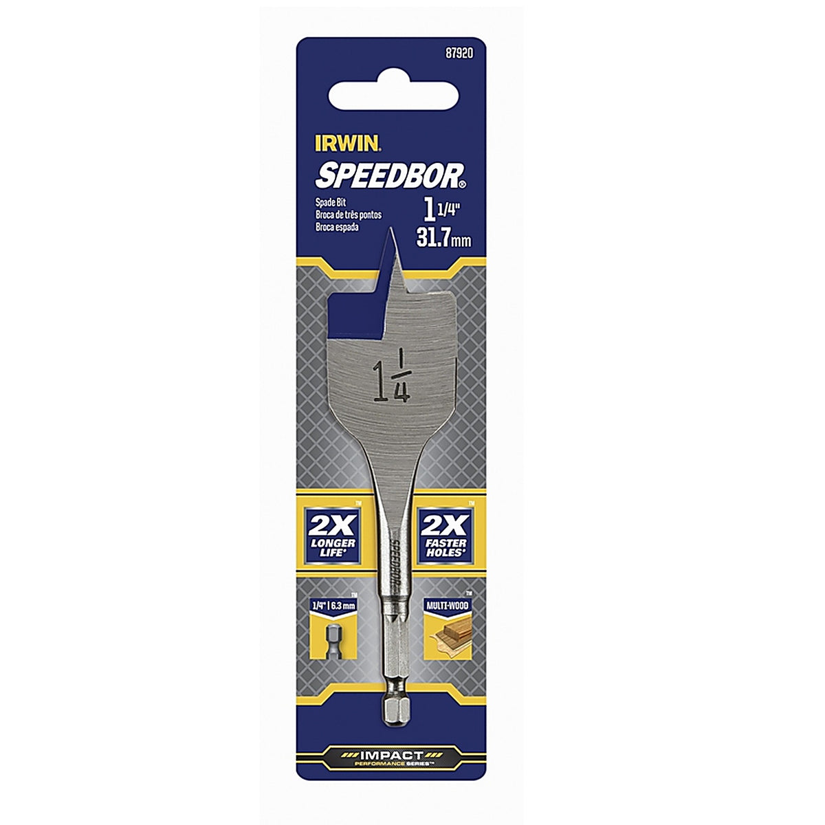Irwin 87920 Speedbor 1-1/4 in. x 4 in. L Carbon Steel Wood Boring Bit 1/pc.