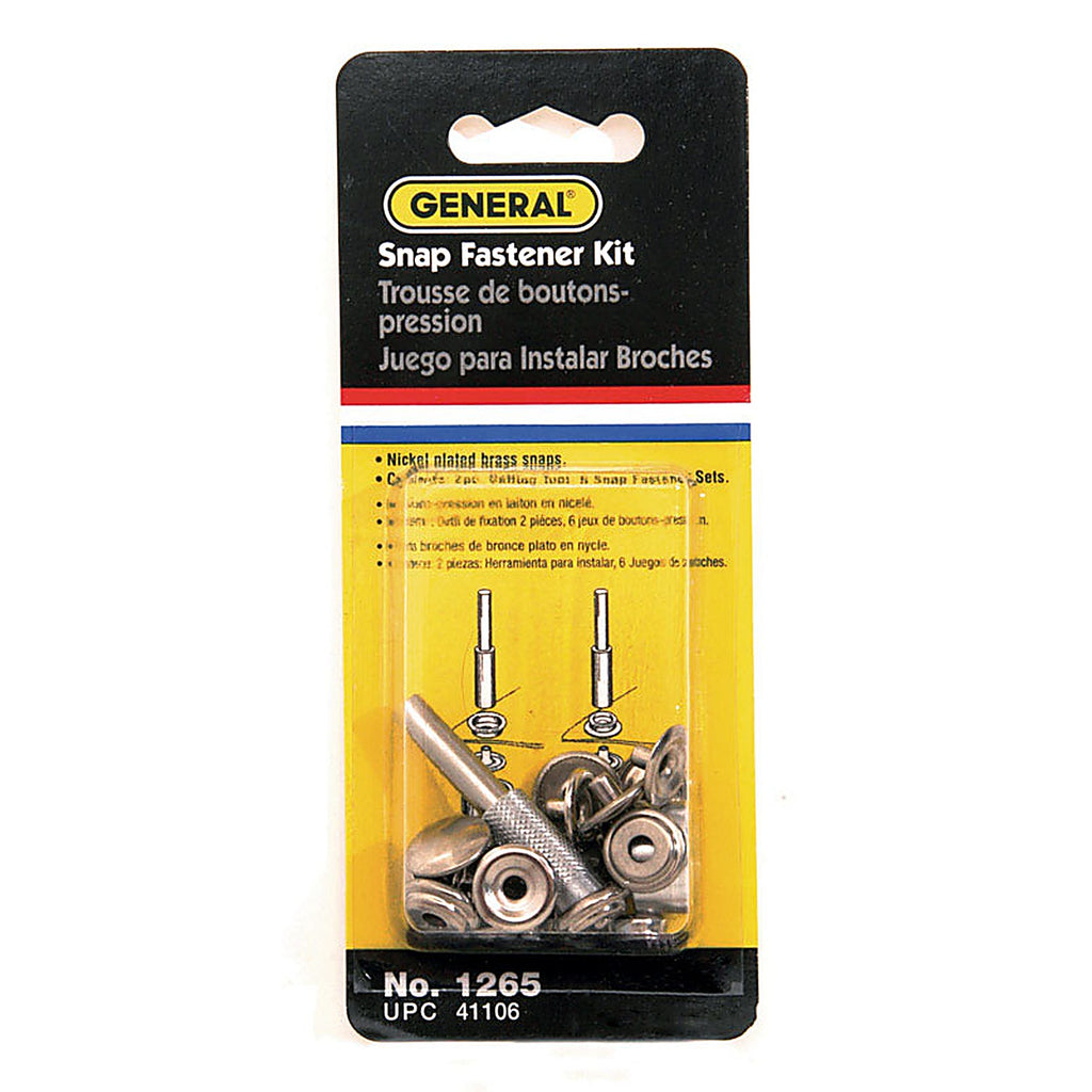 General Tools 1265 Brass Snap Fastener Kit 6/Pack