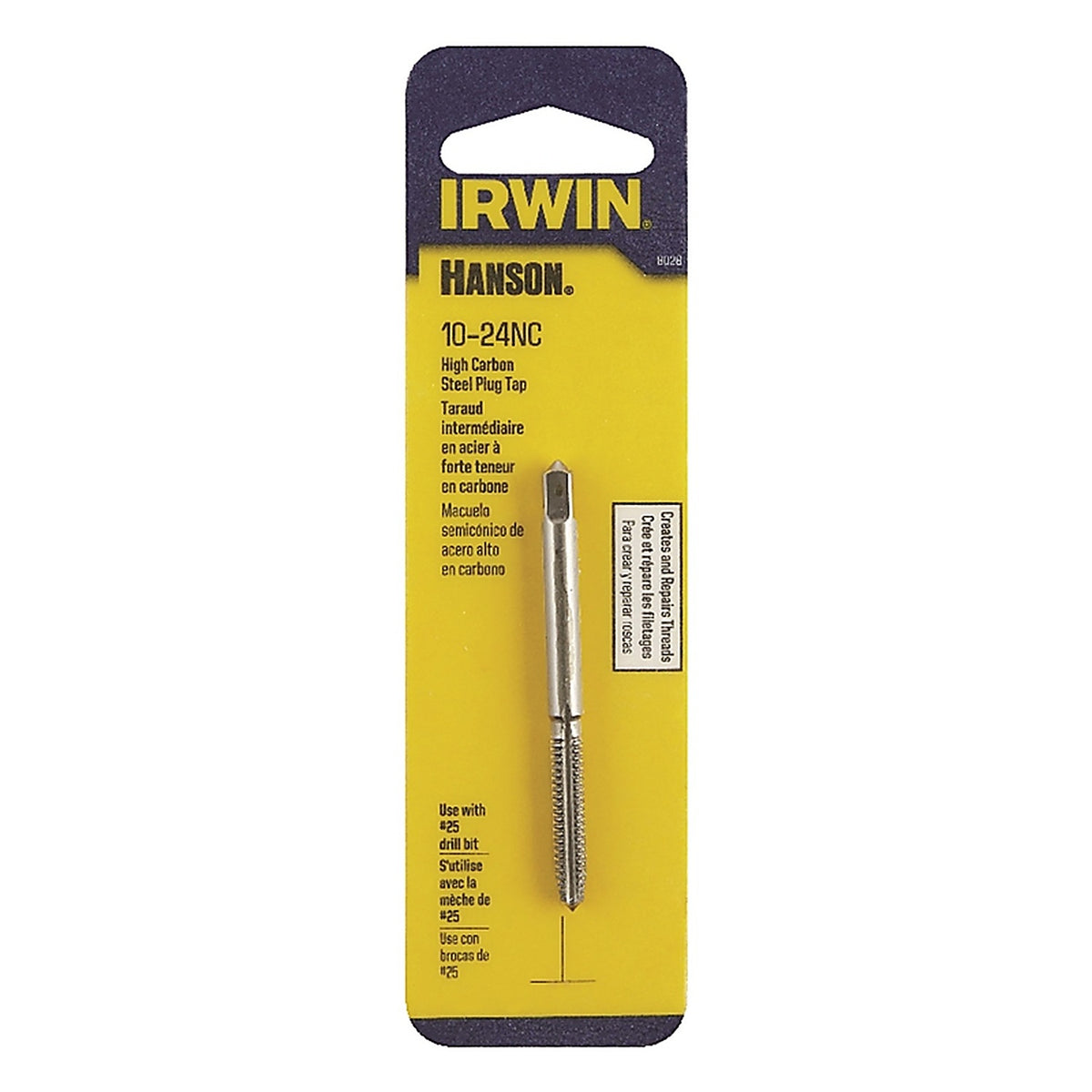Irwin 8028 Hanson High Carbon Steel SAE Plug Tap 10-24NC 1/pc.