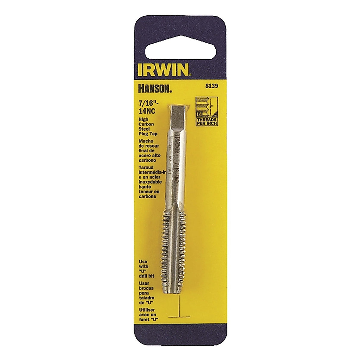 Irwin 8139 Hanson High Carbon Steel SAE Fraction Tap 7/16 in.-14NC 1/pc.