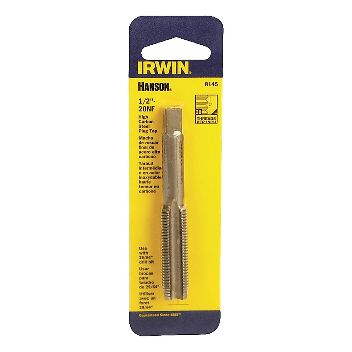 Irwin 8145 Hanson High Carbon Steel SAE Fraction Tap 1/2 in.-20NF 1/pc.