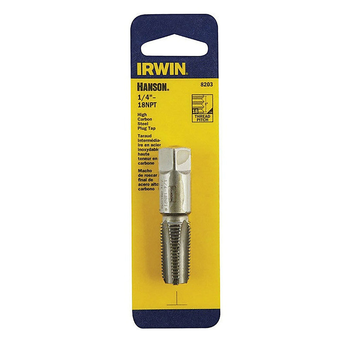 Irwin 8203 Hanson High Carbon Steel SAE Plug Tap 1/4 in.-18NPT 1/pc.