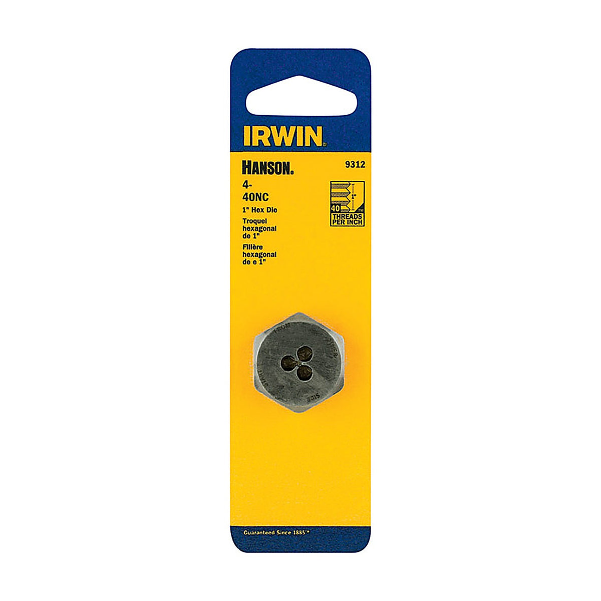 Irwin 9312 Hanson High Carbon Steel SAE Hexagon Die 4-40NC 1/pc.