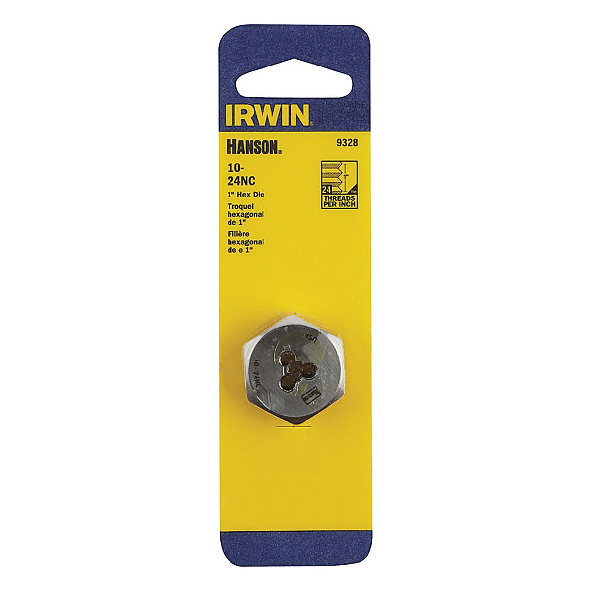 Irwin 9328 Hanson High Carbon Steel SAE Hexagon Die 10-24NC 1/pc.