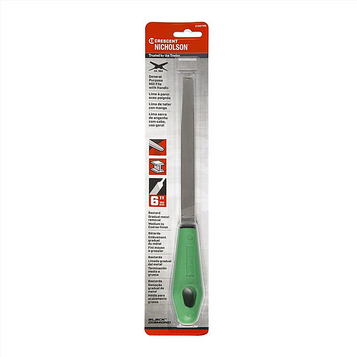 Crescent - 21687NN - Nicholson 6 In. L X 2.5 In. W High Carbon Steel Bastard Cut Mill File 1 Piece