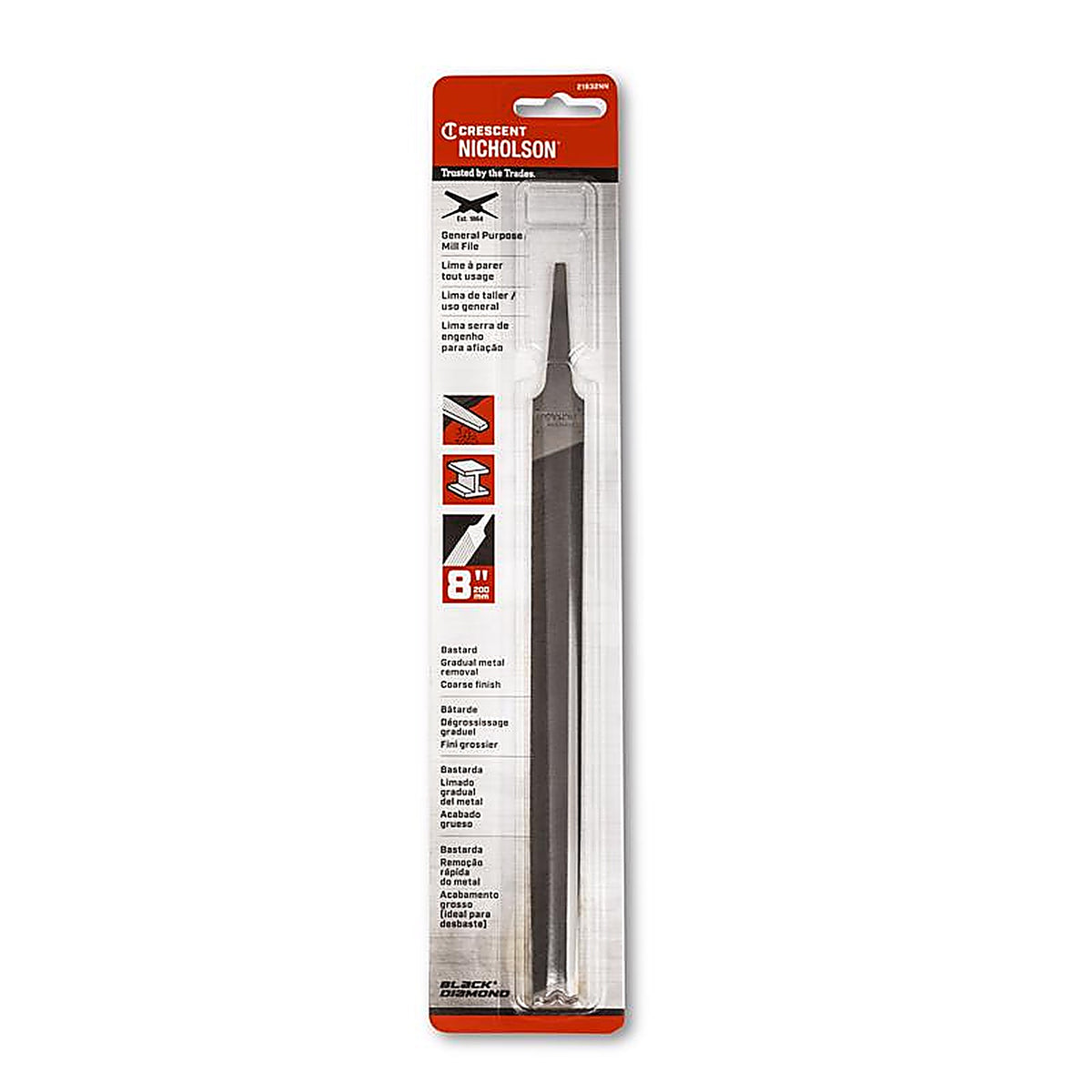 Crescent - 21701NN - Nicholson 10 In. L X 2.1 In. W High Carbon Steel Bastard Cut Mill File 1 Piece